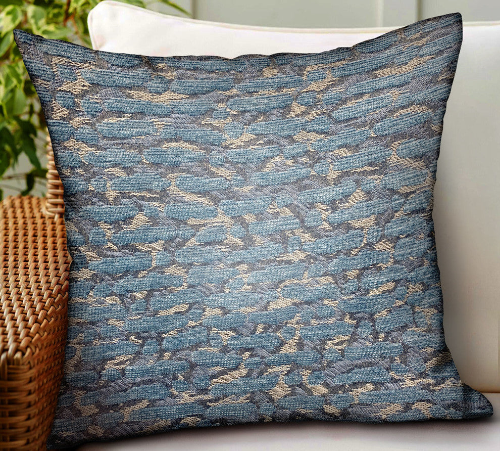 Indigo Rivulet Blue Solid Luxury Outdoor/Indoor Throw Pillow 12"x20"