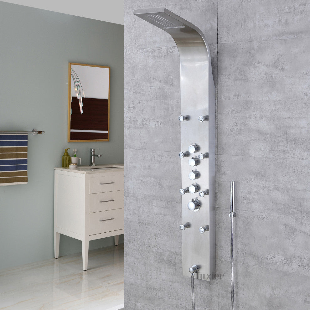 Luxier 61" Shower Panel System With Rainfall Waterfall Shower Head Hand Shower