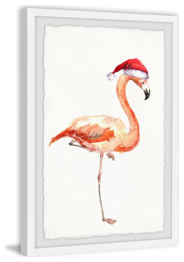 "Christmas Flamingo" Framed Painting Print, 30x45