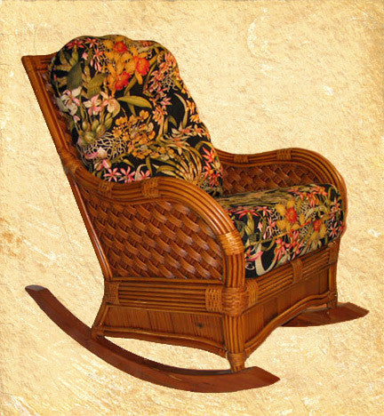Kingston Reef Rocker in Cinnamon, Aqua Fabric
