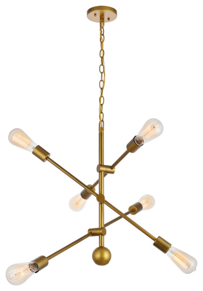 Elegant Axel 6-Light Brass Pendant