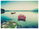 Beautiful Lake Vintage View, Boat Canvas Art Print, 40"x30"