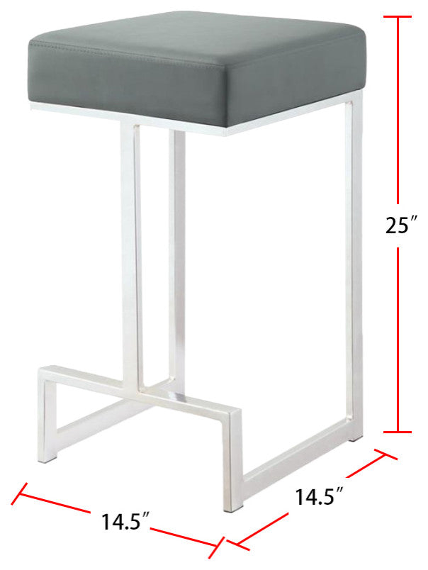Faux Leather Counter Height Stool, Gray