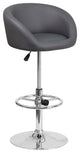 Contemporary Gray Vinyl Adjustable Barstool With Chrome Base