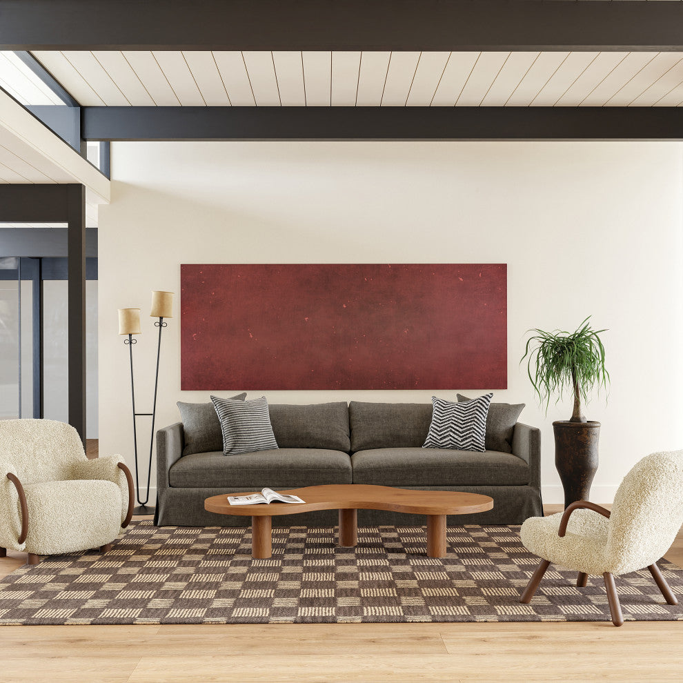 Arvin Olano x RugsUSA Quince Checkered Wool Rug, Grey 3' x 5'