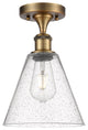 Innovations 516-1C-BB-GBC-84-LED 1 Light Semi-Flush Mount, Brushed Brass