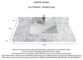 Parker 36 Single Sink Bath Vanity in Navy Blue  2" Carrara Marble