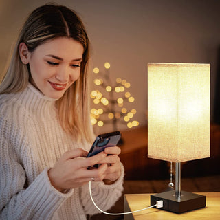 3 Way Dimmable Touch Control Table Lamp, Nightlight with USB Ports,Set of 2