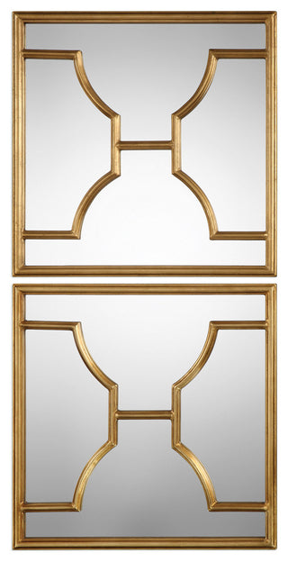 Misa Gold Square Mirrors, Set of 2