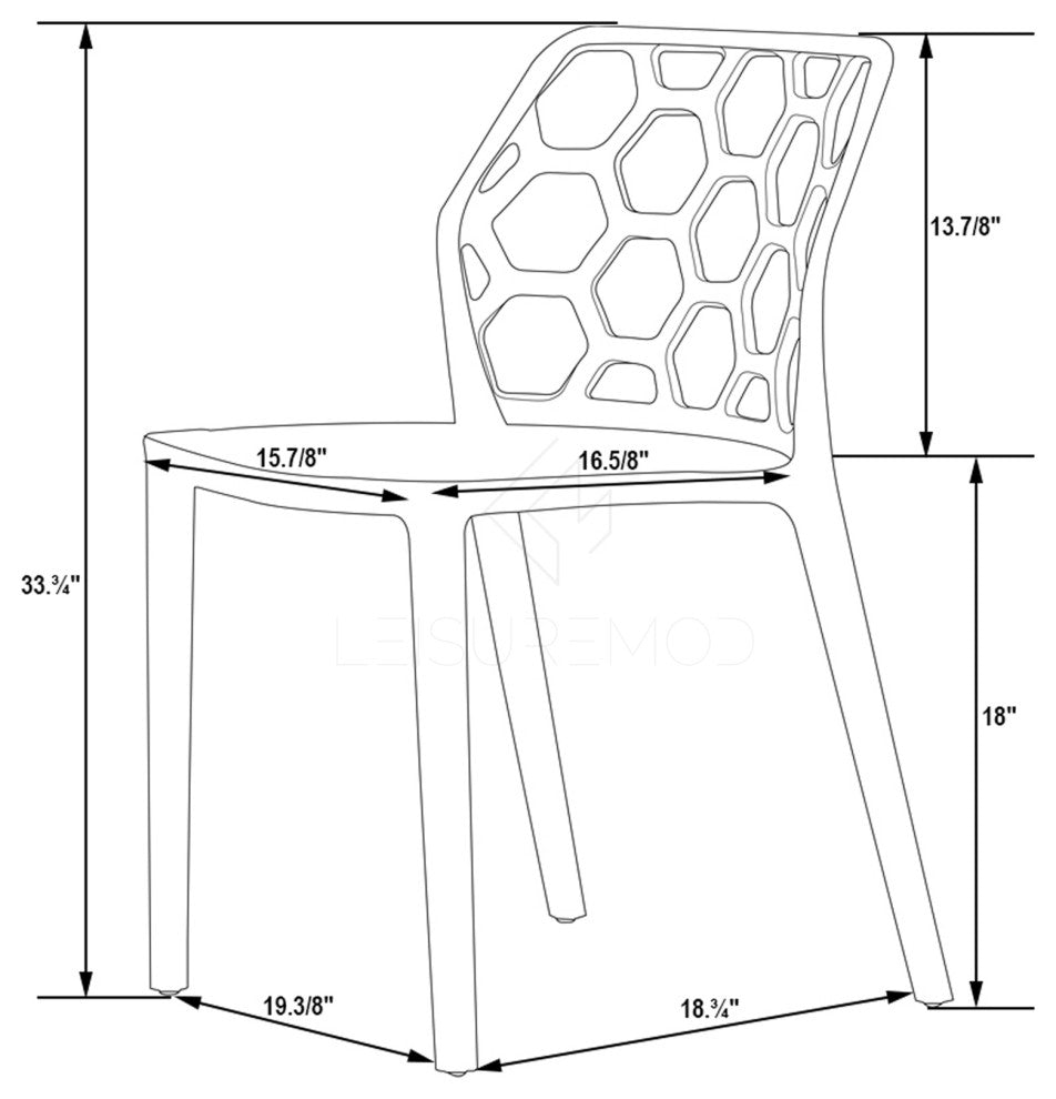 Leisuremod Dynamic HoneyComb Design Dining Chair, Transparent Red