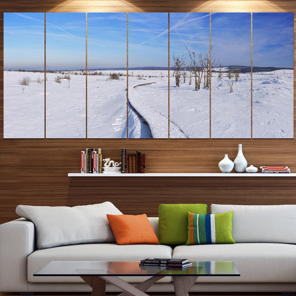 Hautes Fagnes in Belgium Panorama, Seashore Canvas Wall Art, 83"x32", 7 Panels