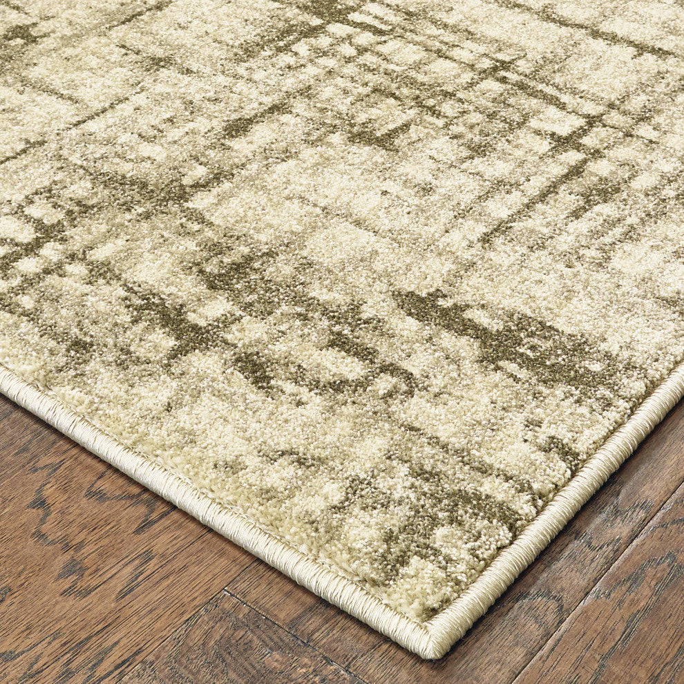 Rowen Distressed Etchings Ivory/ Brown Area Rug, 12'x15'