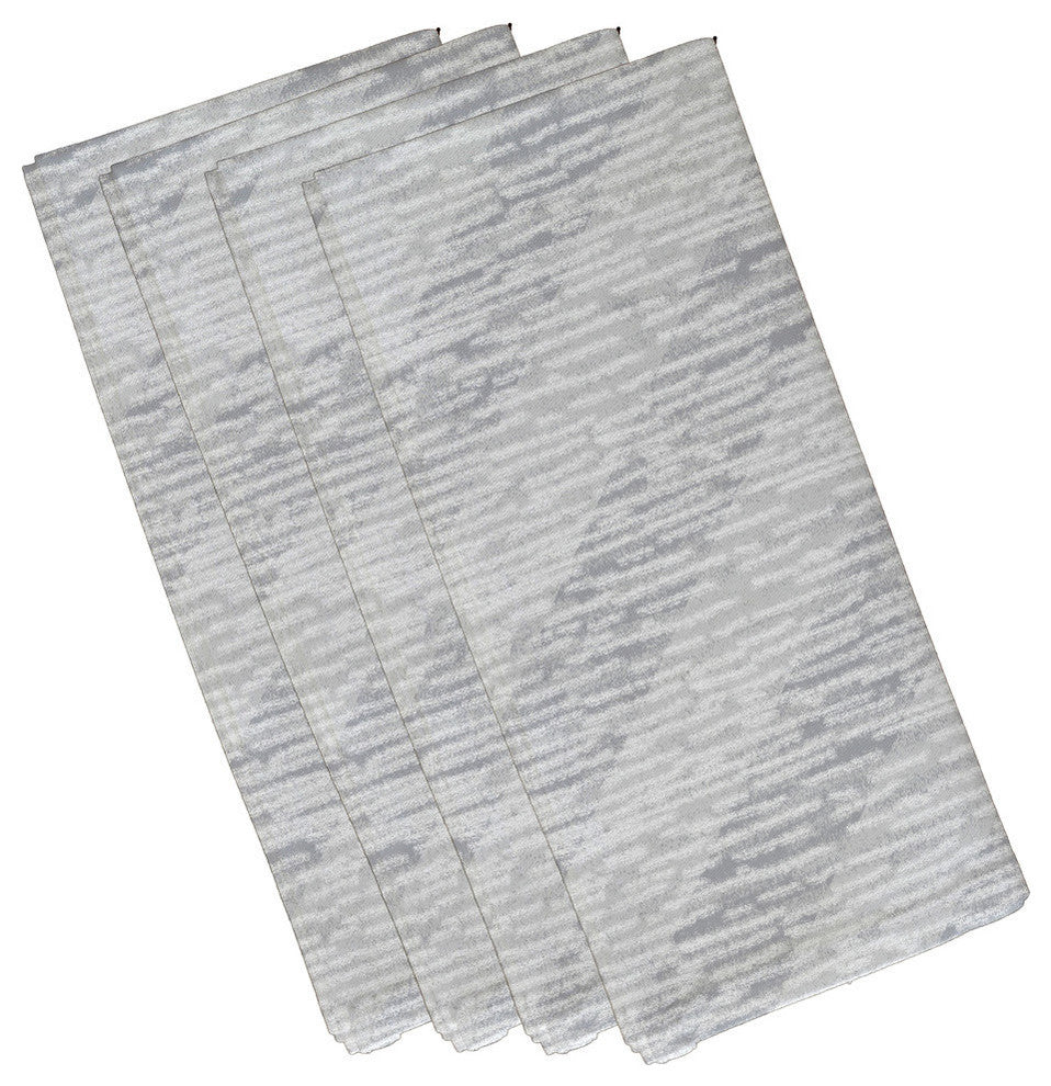 Marled Knit Stripe, Geometric Print Napkin, Gray, Set of 4