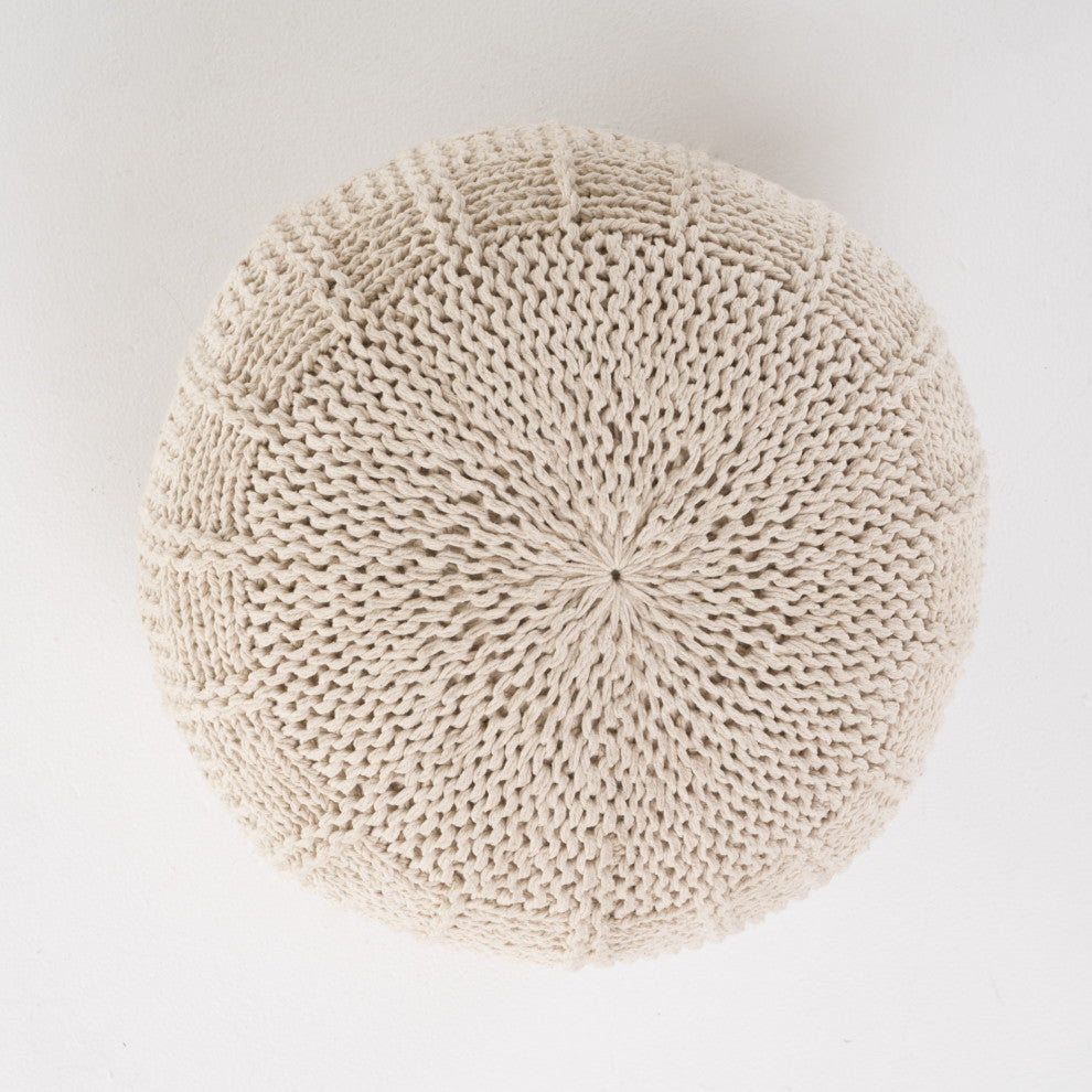 GDF Studio Valentine Handcrafted Modern Fabric Pouf, Ivory