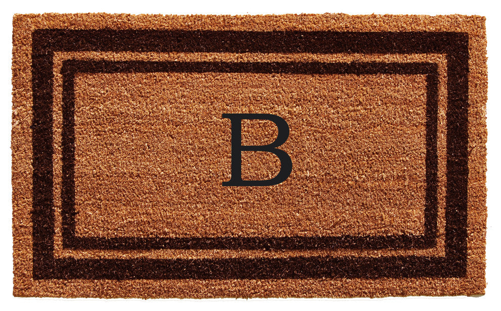 Brown Border 18"x30" Monogram Doormat, Letter B