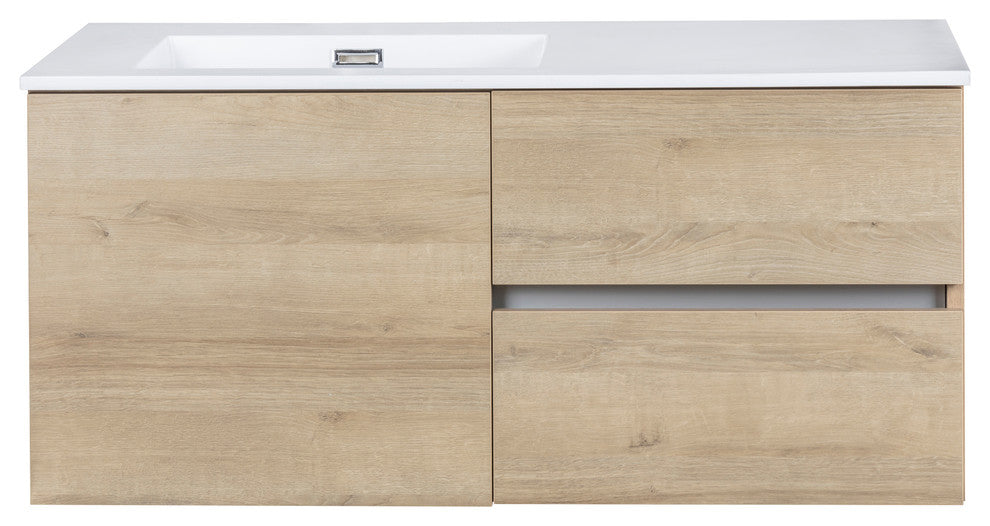 Beachwood 42" Wall Mount Bathroom Vanity, Light Wood