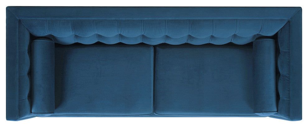Jack 84" Modern Tuxedo Sofa With Bolster Pillows, Satin Teal Velvet