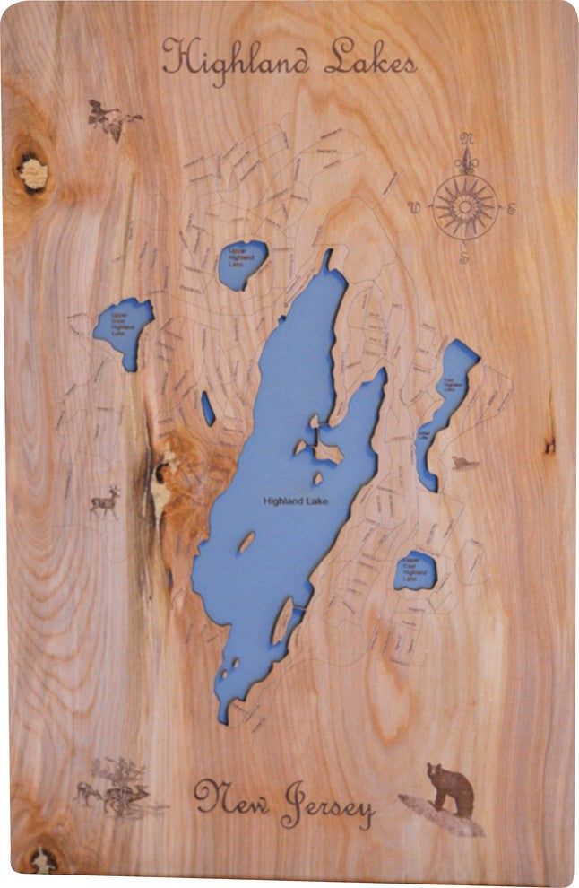 Highland Lakes, New Jersey-Wood Lake Map, Medium Standout