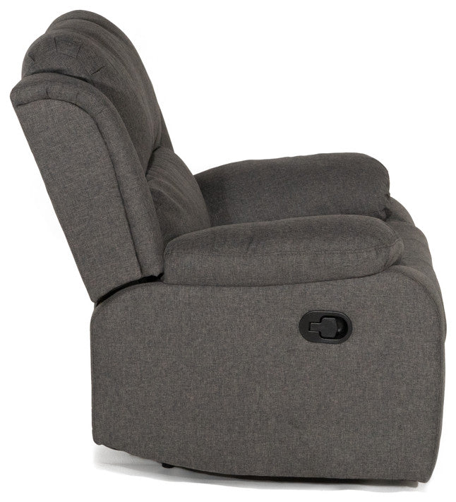 Classic Overstuffed Recliner Chair, Linen Upholstery, Dark Gray