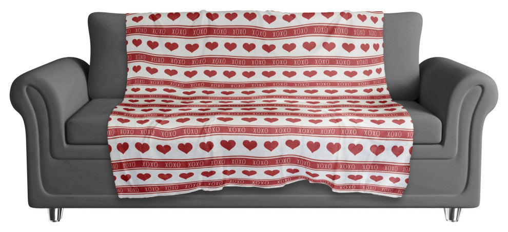 XOXO Heart Stripes 50x60 Sherpa Fleece Blanket