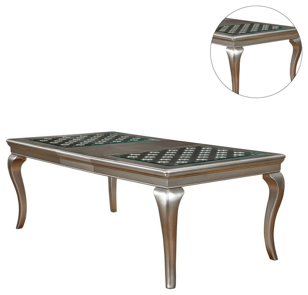 Expandable Dining Table, Champagne Finish
