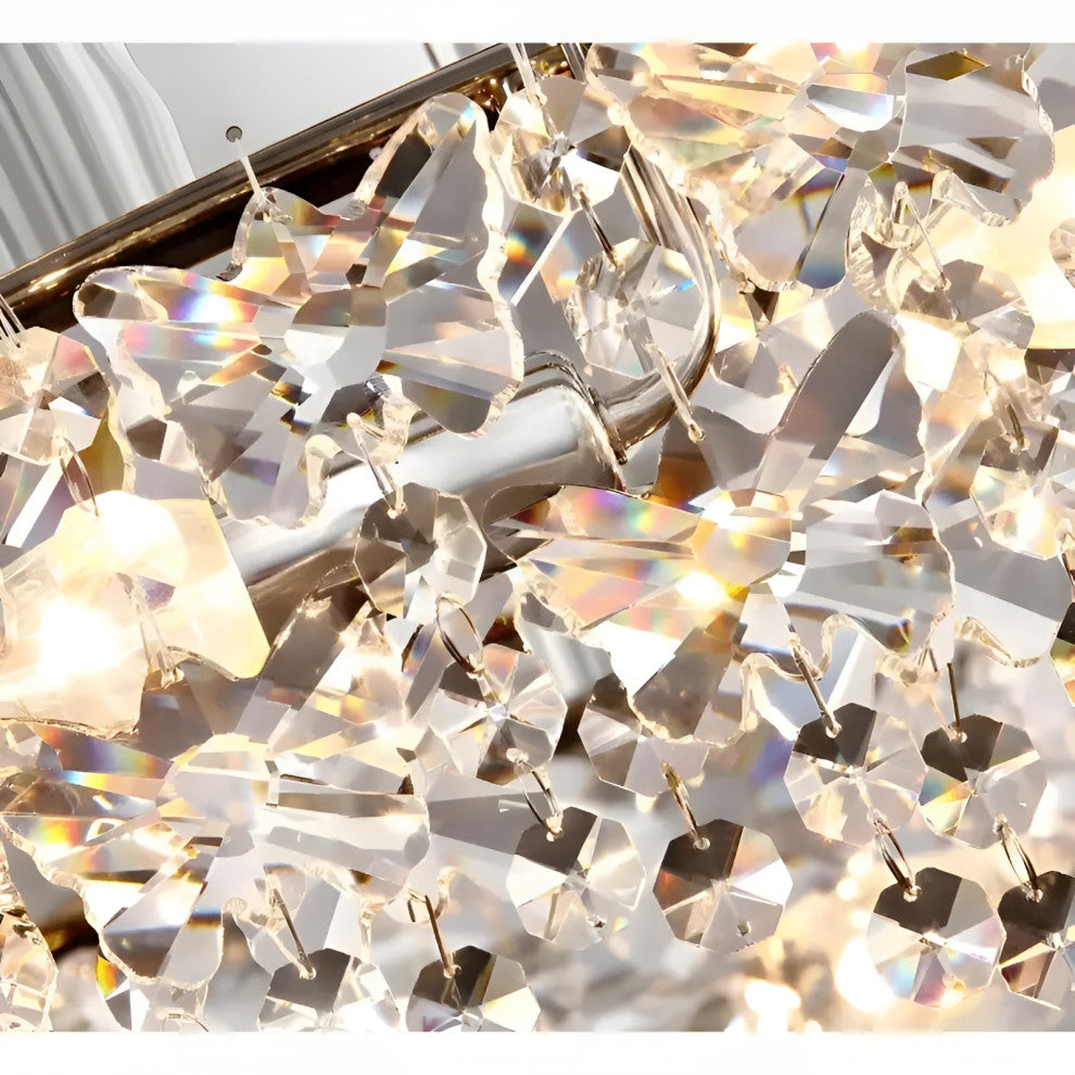 Incisa Scapaccino | Chrome Rectangular Crystal LED Chandelier, Cool Light