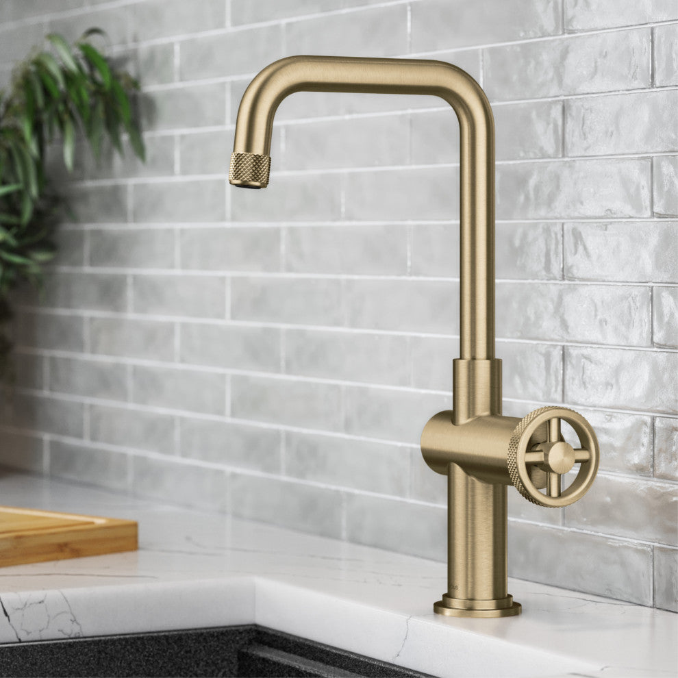 Urbix Bridge Kitchen Faucet, Brushed Gold, Kpf-3127bg