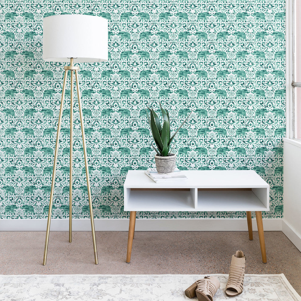 Deny Designs Jacqueline Maldonado Elephant Green Wallpaper, Green, 2'x4'