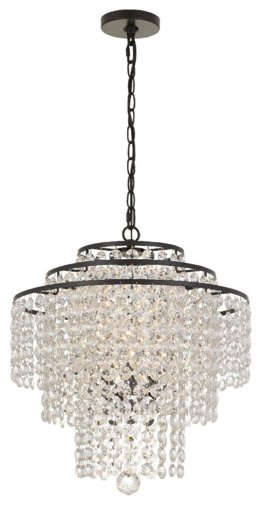 Crystorama ARI-304-DB-CL-MWP, 4-Light Chandelier, Dark Bronze