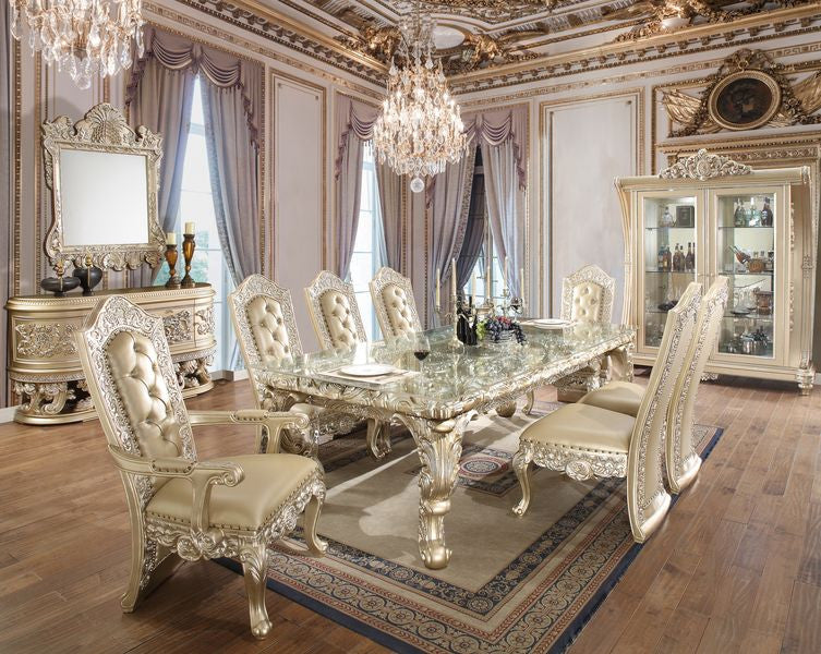 Vatican Dining Table, Light Gold Finish