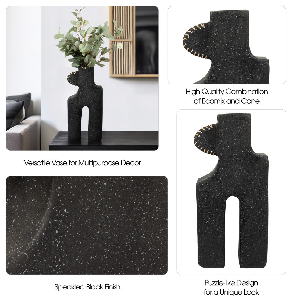 Ecomix, 21"H Abstract Vase, Black