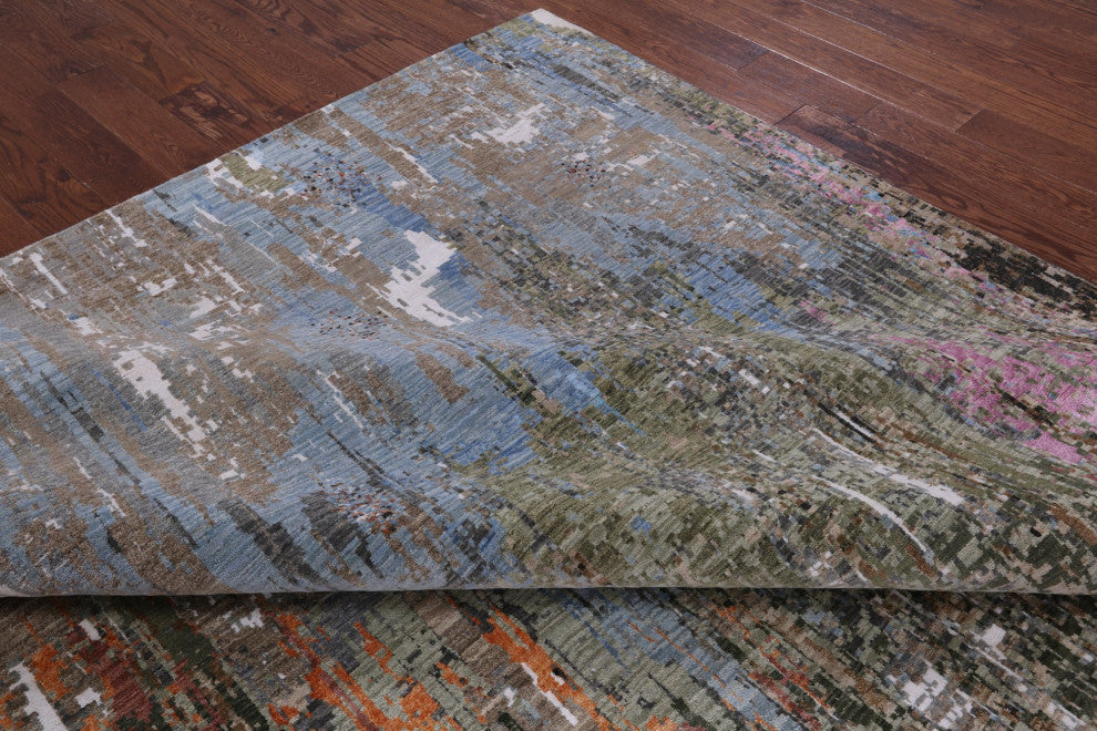 Modern Hand Knotted Wool and Silk Rug 10' 0" X 14' 3" Q8860