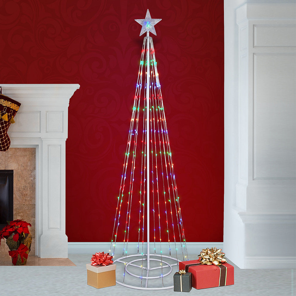 86"H Indoor Artificial Christmas Tree with Multi-Colored Lights and Star Topper