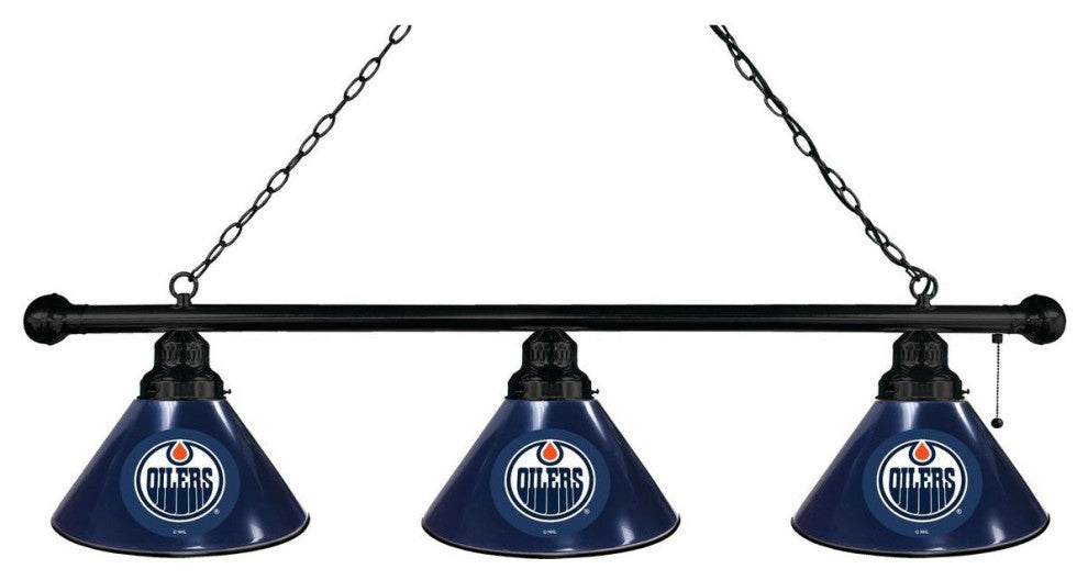 Holland Edmonton Oilers 3-Shade Billiard Light - Black Fixture
