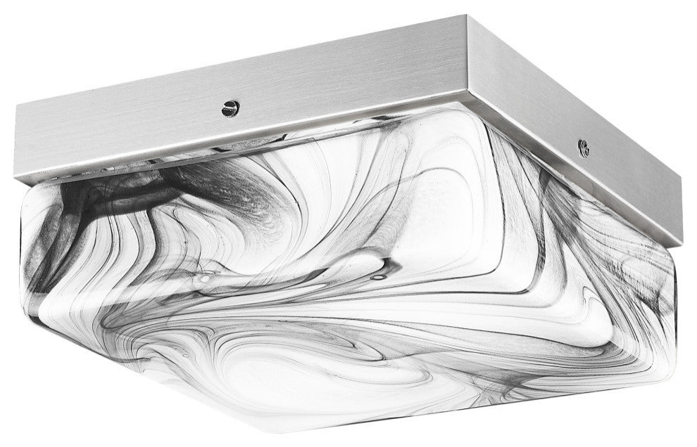 10" 2-Light Flush Mount Light, Brushed Nickel, Onyx Swirl Glass