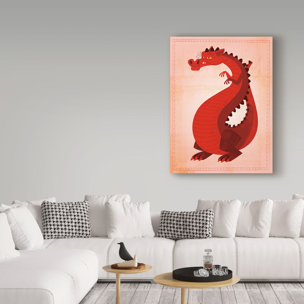 John W. Golden 'Red Dragon' Canvas Art, 32"x24"