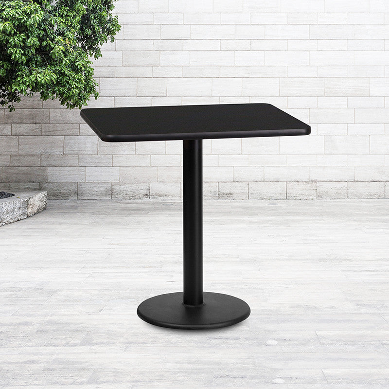 24"x30" Rectangular Black Laminate Table Top With 18" Round Base