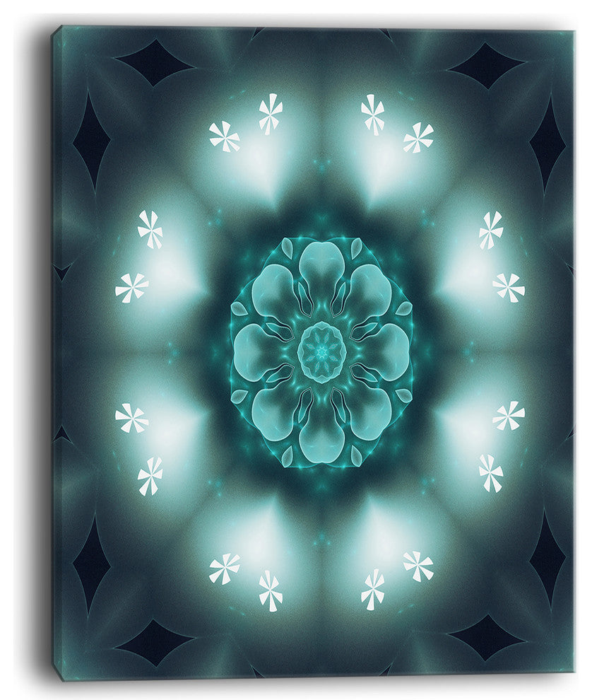 "Green Fractal Flower Mandala Shape" Floral Wall Art Canvas, 12"x20"