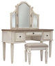 Ashley Furniture Realyn 3 Piece Bedroom Vanity Set in White and Brown