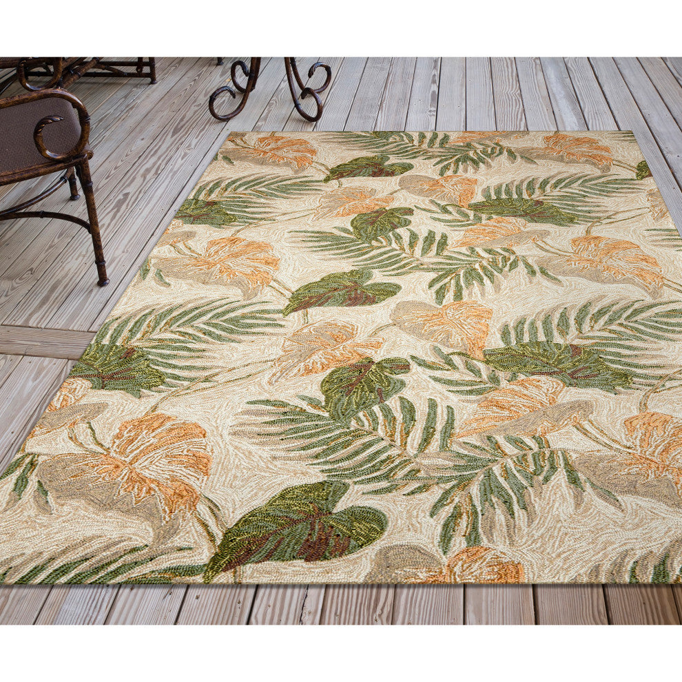 Ravella Tropical Leaf Indoor/Outdoor Rug Neutral, 3'6"x5'6'