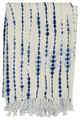 Rope Shibori Throw, 50"x70", Indigo Natural