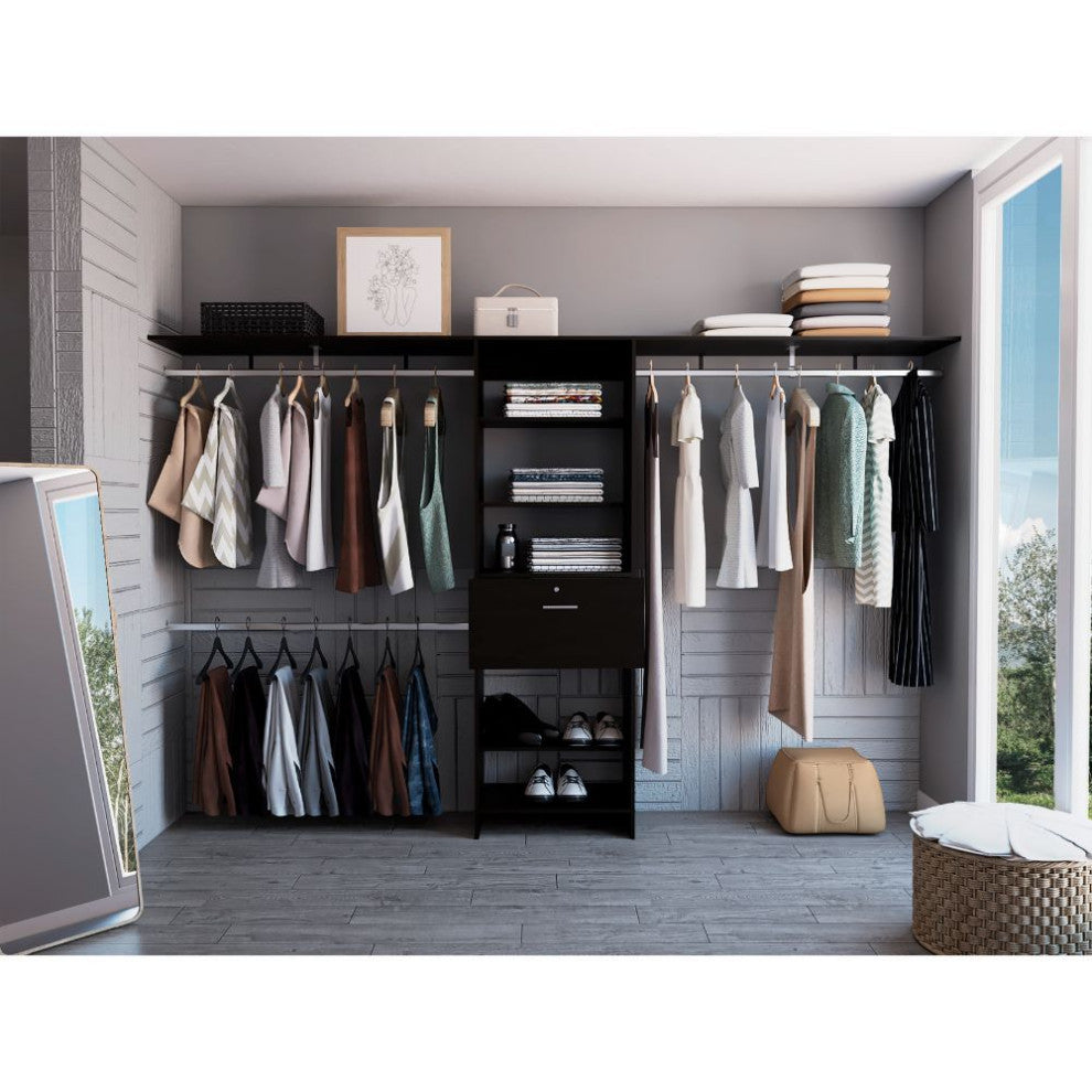 Zamora 70"W - 118"W Closet System, Black