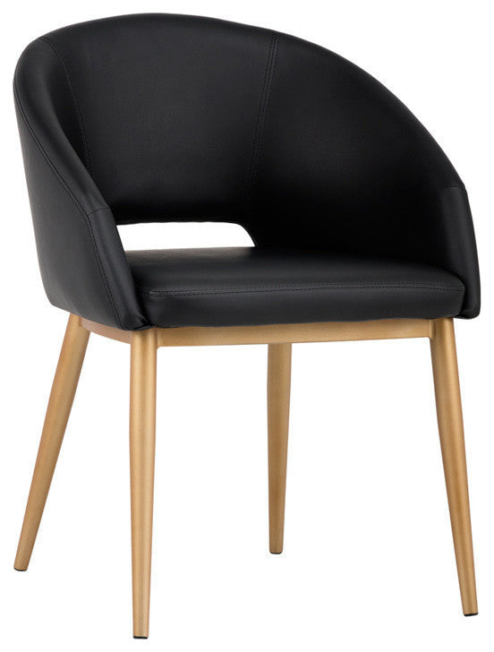 Thatcher Antique Brass Dining Chair, Onyx