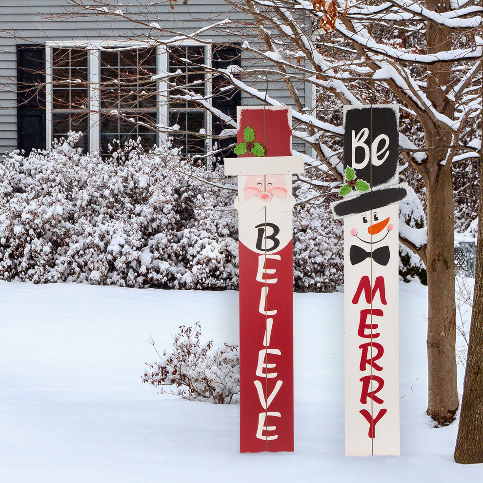 42" Christmas Wooden Santa Porch Sign, BELIEVE