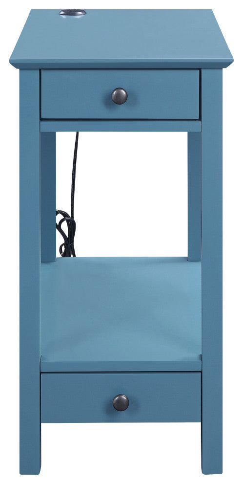 Byzad Side Table With USB Charging Dock, Teal