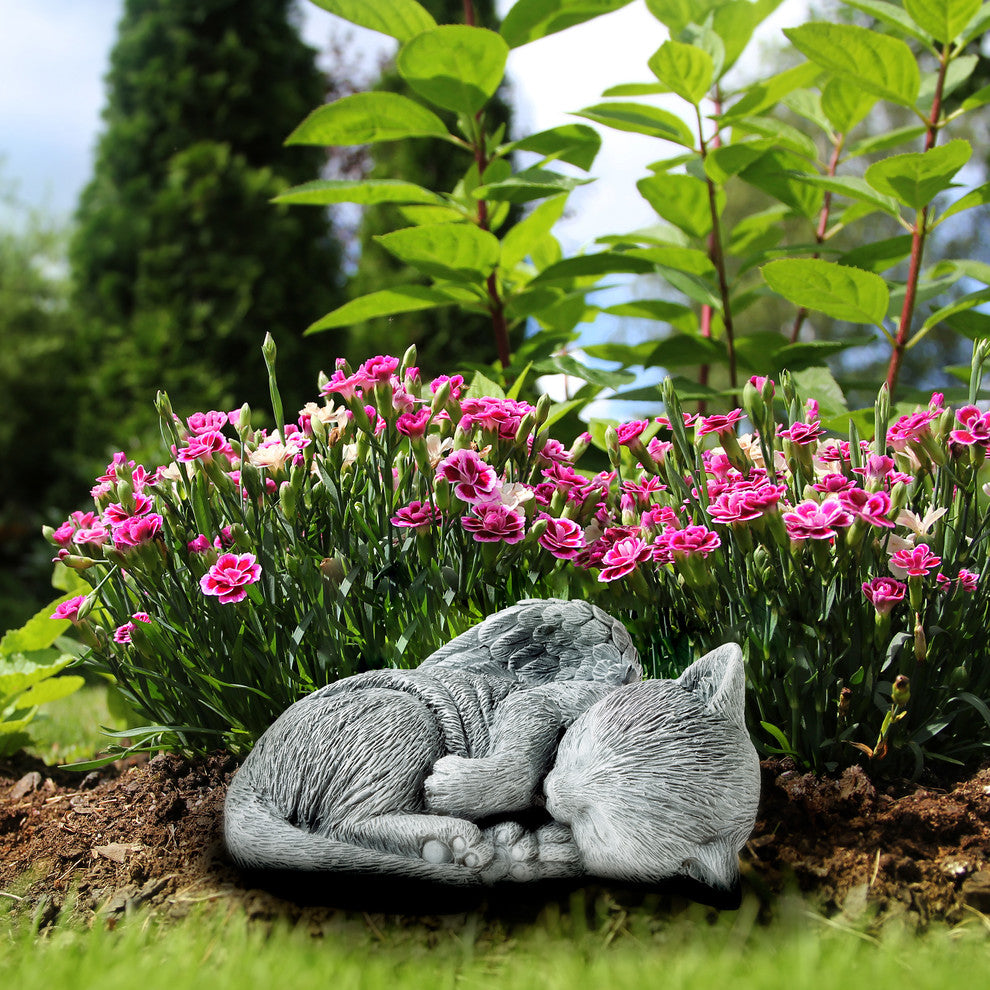 Pet Memorial Statue-Sleeping Angel Cat Keepsake by Pure Garden