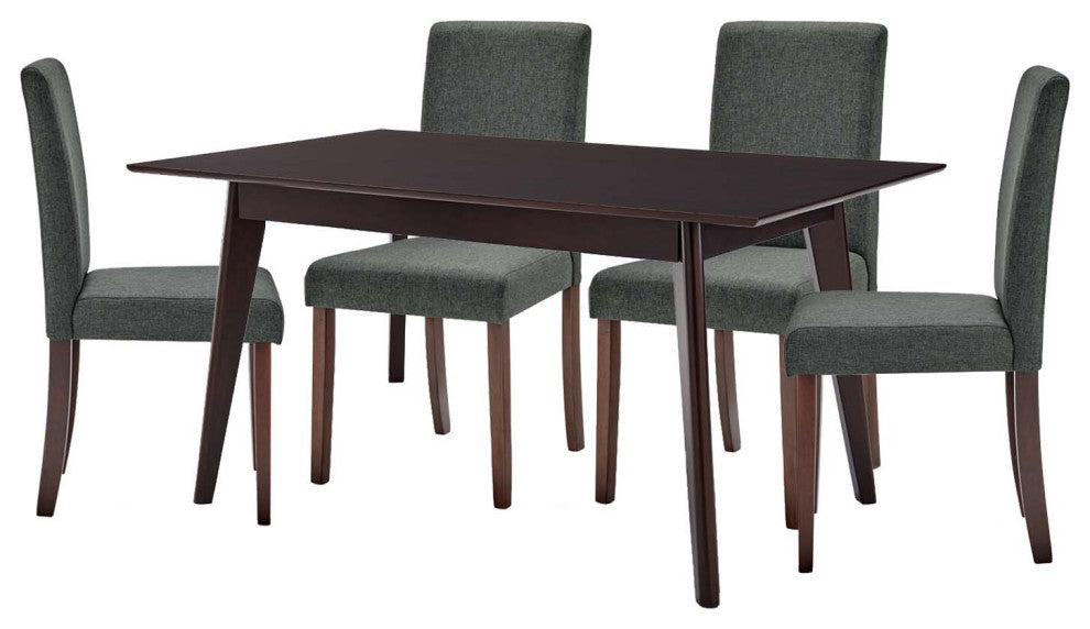 Side Chair and Table Set, Fabric, Drak Brown Gray, Cafe Bistro Restaurant