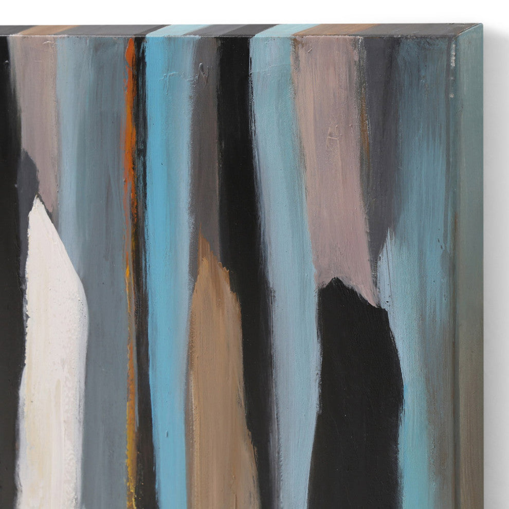 Passing Crowd Modern Hand Painted Canvas Abstract Art - 96" x 70"