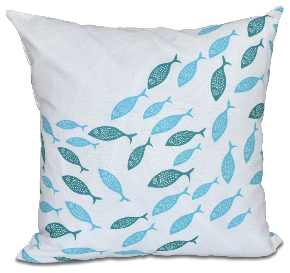 Escuela, Animal Print Pillow, Turquoise, 18"x18"
