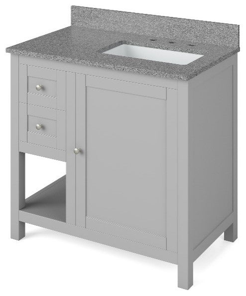 Astoria Transitional 36" Grey Right Offset Sink Vanity, Steel Grey Cultured Marb